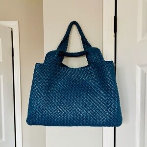 Falor Blue Woven Tote Bag